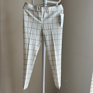 White and Black Grid Pattern Pants